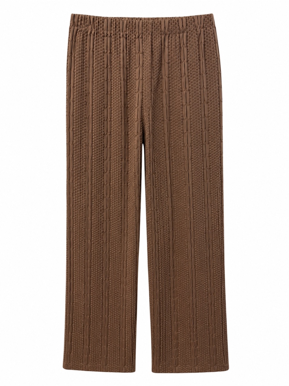 Vintage Brown textured knit pull on pant made in USA Stretch straight leg size M